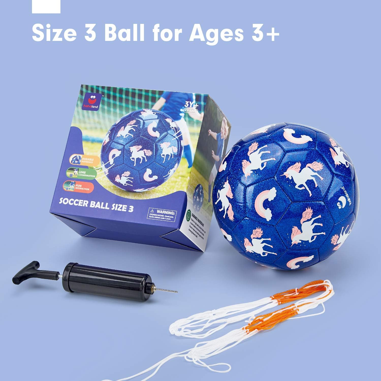 Hahaland Kids Soccer Ball Size 3 Glitter Effect with Pump, Kids Outdoor Toys Toddler Toys Age 2-4, Toddler Girl Toys for 3 Year Old Girls Gifts Toys for 4 Year Old Girls Toys for 5 Year Old Girls Boys: Sports & Outdoors