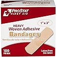 ProStat First Aid 2022 Heavy Woven Adhesive Bandage, 3" Length x 1" Width (Pack of 100)