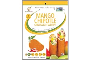 NewGem Mango Chipotle Sandwhich Wraps, Gluten Free, Paleo, Keto Friendly, Low Calorie Sushi Wrap Alternative, Low Carb Tortilla Wraps, (Pack of 1)