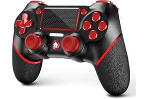 AceGamer Wireless Controller for PS4, Custom Design V2 Gamepad Joystick for PS4 with Non-Slip Grip of Both Sides and 3.5mm Audio Jack! (Black-Red)