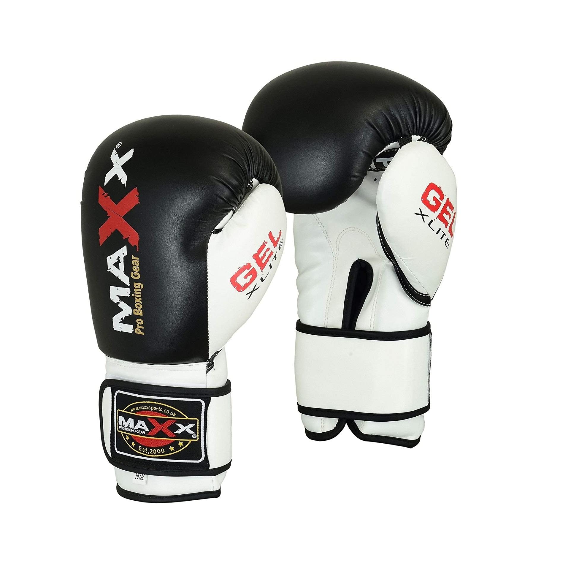 MAXX Boxing Gloves Men Women Adult Sizes With Adjustable Strap Best for Boxings Mma Training Equipment, Training Gloves for Ladies, Girl and Punching, Sparring for Muay Thai (6OZ, Black White)