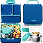 Fimibuke Bento Box for Kids Adult, BPA Free & Leakproof Toddler Lunch Box with 8.5oz Insulated Food Jar, Utensils & Sauce Jar, Dishwasher Safe 3 or 4 Compartment Container for School Girl Boy