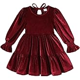 SWNONE Toddler Girl Dress Velvet Long Sleeve Sundress Princess Party Outfits Fall Winter Clothes 1-6T