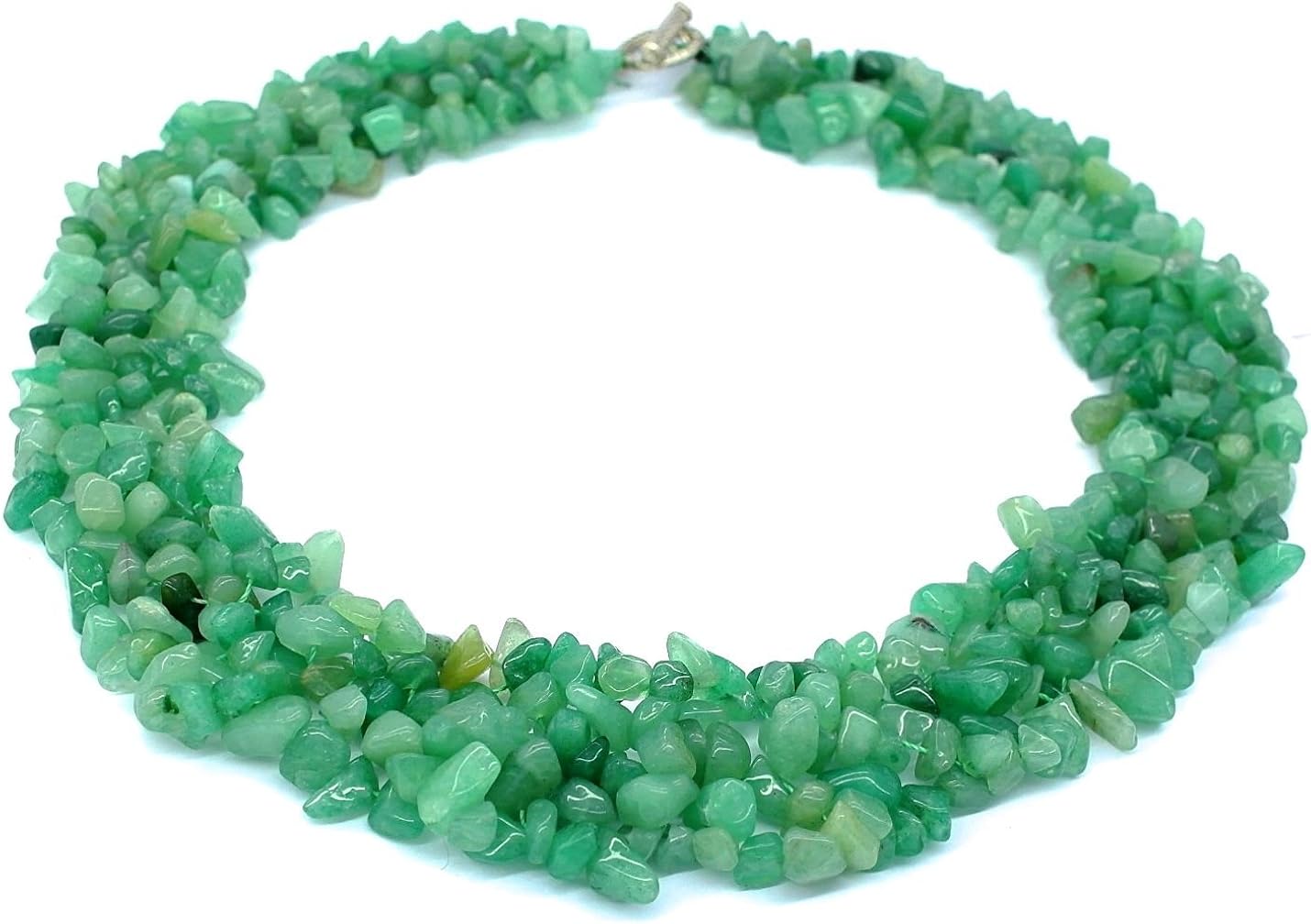 Natural Green Nephrite Jade Chip Stone Collar / Choker