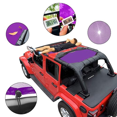 Shadeidea JL Sun Shade Top For Jeep Wrangler 2 Door (2018-2023) - Gray Mesh Sunshade With Storage Pouch, UV Protection - View #6