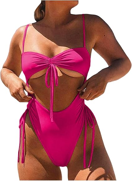 Luxeshion Traje de baño de dos piezas para mujer, Hot Pink, Large