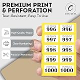 Coselena 5-Pack Cloakroom and Raffle Ticket Books 1-1000 Assorted Colours view 7