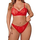 Avidlvoe Lingerie for Women Lace Bra and Panty Sets 2 Pieces Sexy Underwear Underwire Lingerie Set