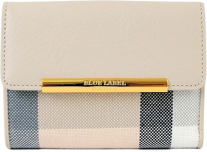 Amazon ギフトラッピング済 ブルーレーベル クレストブリッジ Blue Label Crestbridge チェック バイフォールド レザー ウォレット 二つ折り財布 本革 ショップバッグ付 ホワイト 財布