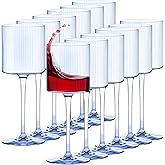 Lueumxc Plastic Goblets Wine Glasses - 12Oz Acrylic Wine Glasses Origami Unbreakable Clear Plastic Cocktail Glasses Recyclable Shatterproof Reusable Wine Cups for Parties & Weddings (Blue)