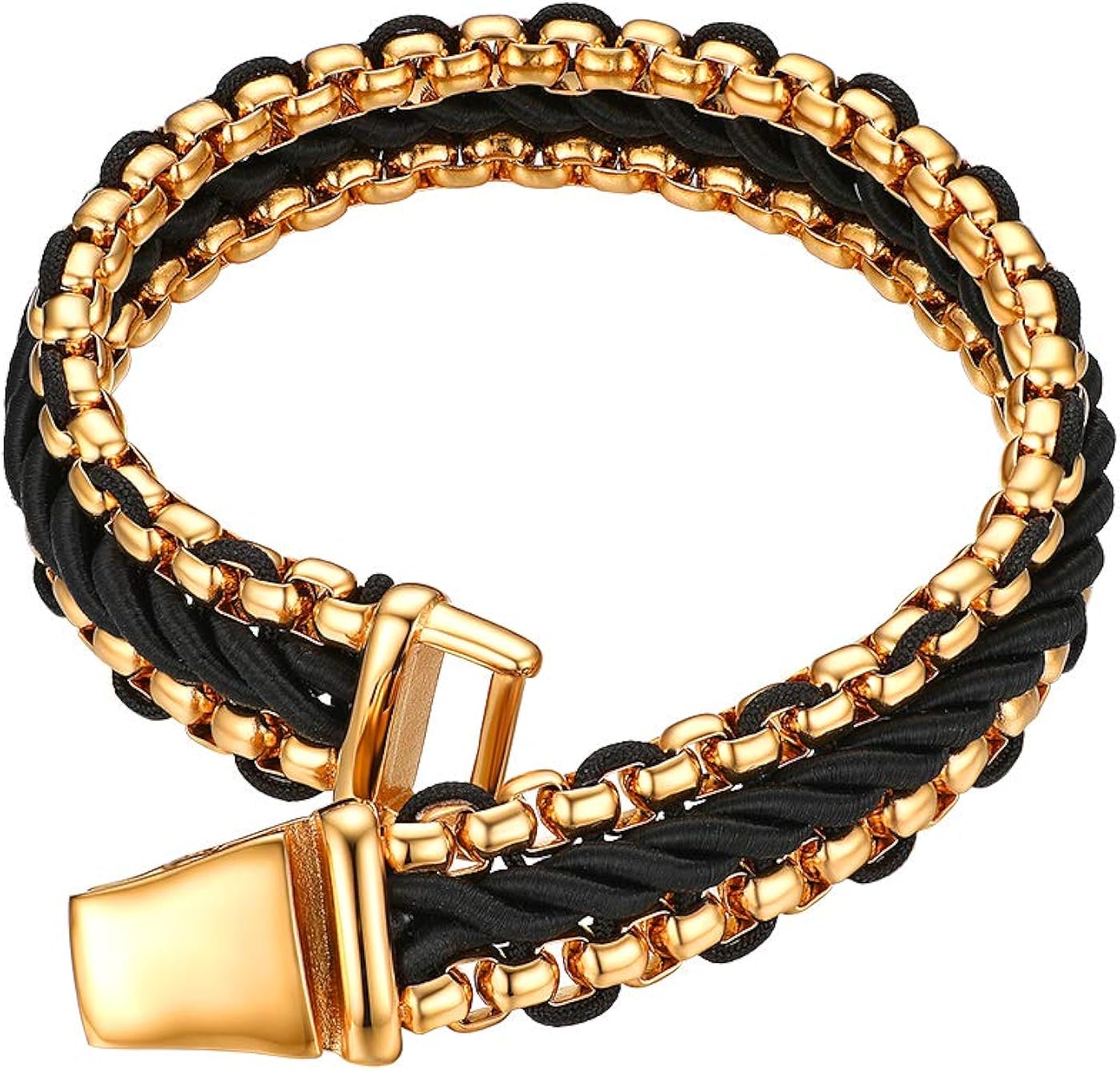 ARMBAND HERREN LEDER EDELSTAHL STECK VERSCHLUSS SCHWARZ SILBER GOLD