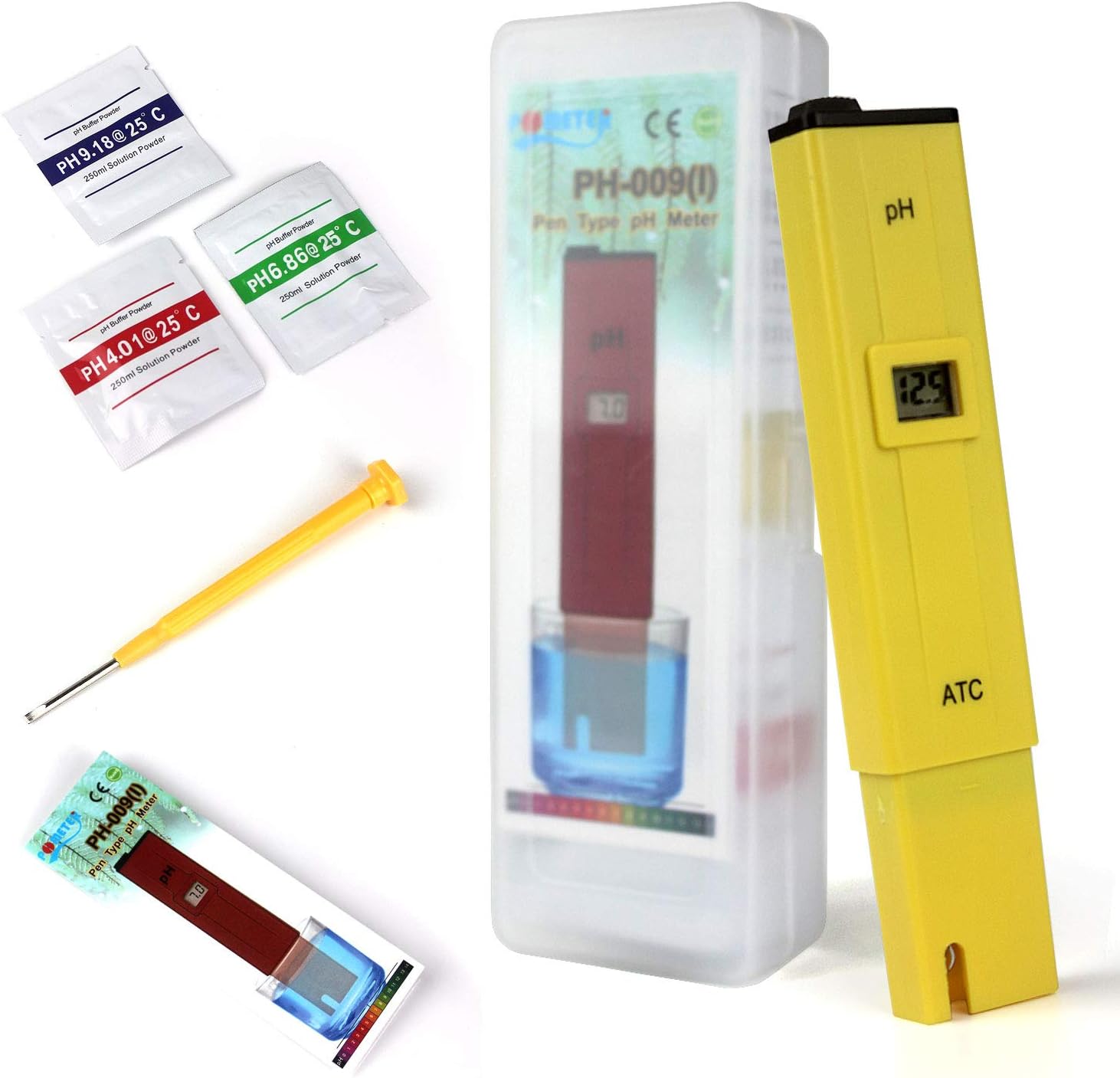 Ytian PH Meter Tester 0.01 Resolution Digital Automatic Water PH Meter Hydroponics Pen with LCD Screen Large Backlit for Kitchen,Aquarium,Pool,Laboratory with Calibration Powder