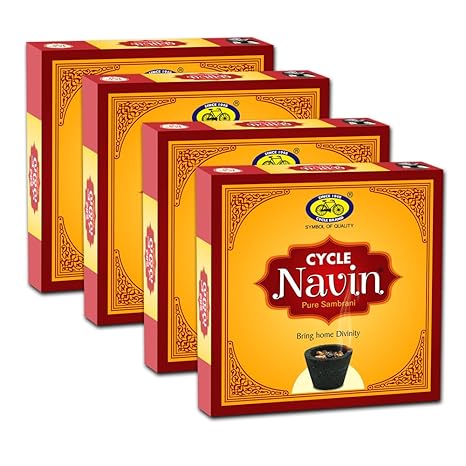 Cycle Navin Cup Sambrani with Resin, Benzoin Fragrances- Pack of 4 (12 Cups per Pack)