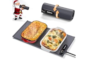 VYRANEXA Warming Mat for Food - Space-Saving, Fits Two Baking Dishes, 7 Temp Settings, 4h Auto Shut-Off, Durable Silicone Surface, Easy to Clean, Perfect for Parties and Everyday Use (Gray, Medium)