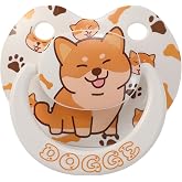Somniumnight Adult Sized Pacifier Cute: Large Shield Binky for Anxiety Relief Butterfly Shaped - Puppy Printed Paci with Case