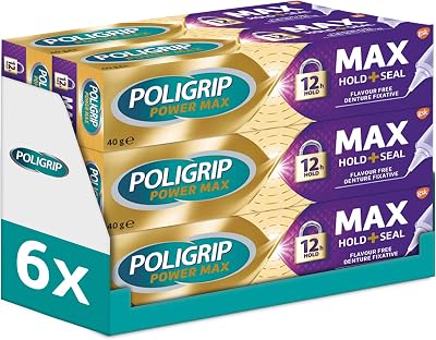 Poligrip Max Seal Denture Adhesive 40g Pack of 6 - Secure False Teeth