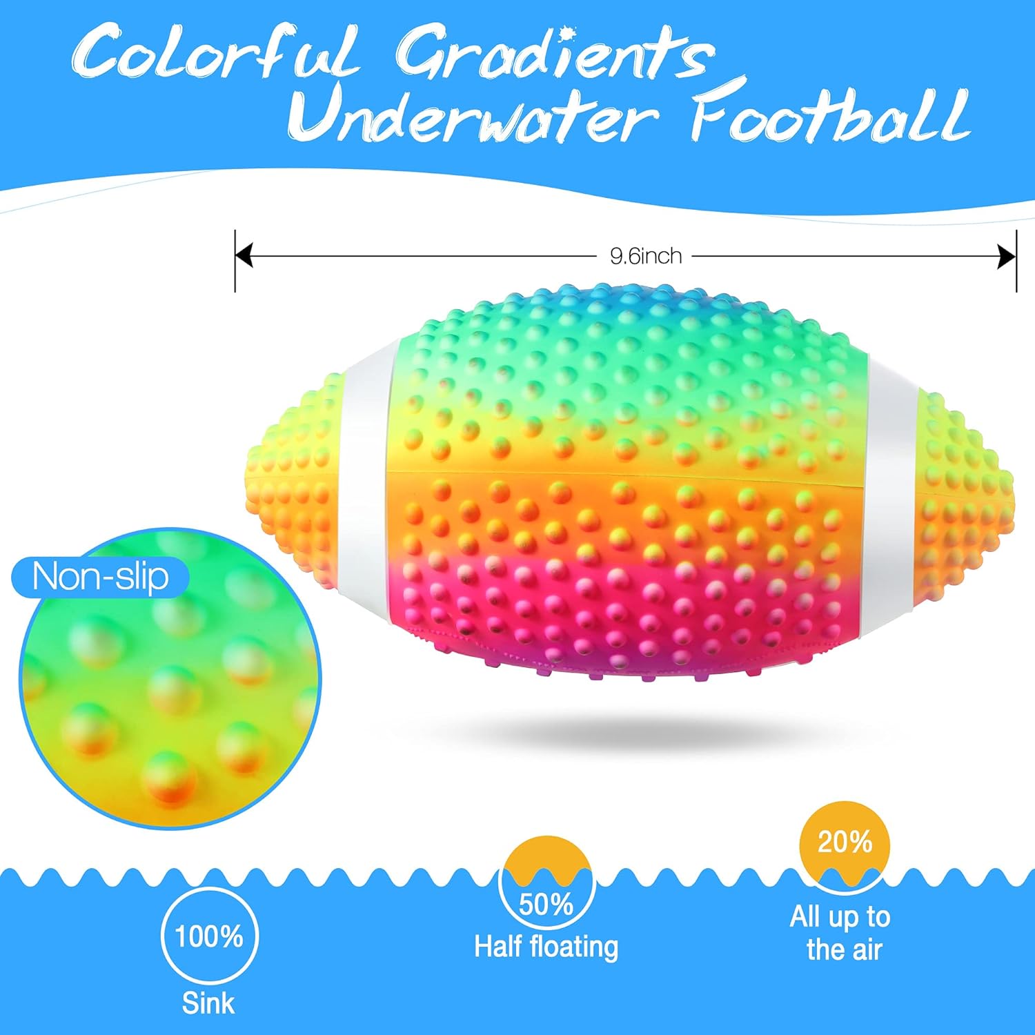 Hiboom Swimming Pool Football, Underwater Waterproof Toy Football for Under Water Passing, Dribbling, Play Diving Ball Games for Teens, Adults, Fills with Water or Air: Pet Supplies