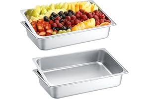 Hoowen 4 Pack Hotel Pans 1/1 Full Size 4 Inch Deep, Commercial Stainless Steel Food Pan, 21"x13" Metal Steam Table Pans Tray for Restaurant Chafing Dishes Buffet Catering Kitchen Supplies