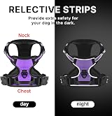 Belababy Dog Harness Front Clip No Pull Reflective Adjustable Purple S view 6