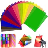 20 Pack Gel Light Filter Sheets, A4 Size Transparency Colored Plastic Sheets,Light Gel Filters for Photography Studio Lighting, Stage LED Light,Headlight Film,DIY Tinted Window Film&amp;Light Diffuser