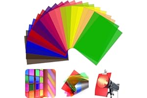 GREAT&LUCKY 20 Pack Gel Light Filter Sheets, A4 Size Transparency Colored Plastic Sheets,Light Gel Filters for Photography Studio Lighting, Stage LED Lights,Headlight Film,DIY Tinted Window Film & Light Diffuser