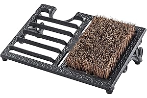 MyGift Boot Scrapers with Brushes Outdoor, Heavy Duty Cast Iron Shoe Cleaner Mat, Vintage Rustic Black Angled Boot Dirt Cleaner Brush, Perfect for Porch, Garage, and Farm