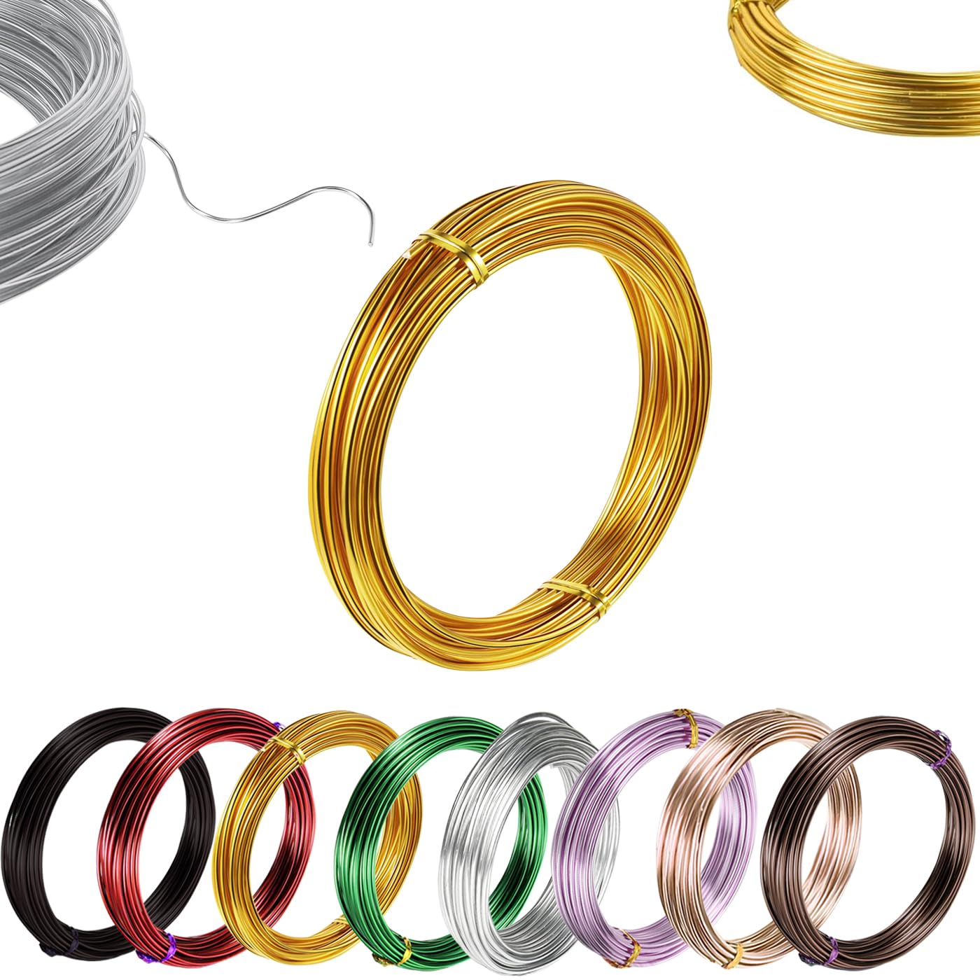 15m Gold Aluminum Craft Wire 3mm 9 Gauge,Thick Crafting Bendable Sculpting Copper Wires,Weaving Wrapping Florist Metal Wire for Jewellery Making,Modelling,Bead Floral Making Skeleton Wires