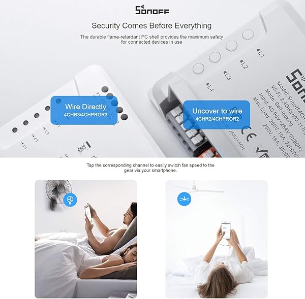 Docooler 4CH R3 WiFi Interruptor Inteligente Mdulo de Interruptor de automatizacin del hogar de 4 vas Compatible con AlexaGoogle Home