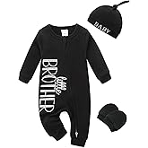 JingleBaBa Newborn Boy Clothes Letter Print One Piece Romper Cotton Baby Coming Home Outfits 3Pcs Little Brother Outfit