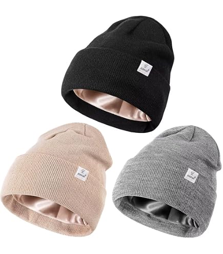 Hicarer 6 Pieces Satin Lined Beanies Women Silk Lined Hat  display picture 3
