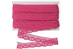 SUYUN WELL 15 Yards 1-1/8 inches Wide Vintage Lace Ribbon Crochet Lace Scalloped Edge for Bridal Wedding Decoration Christmas Package DIY Sewing Craft Supply (Fushia, 1.13 inch)