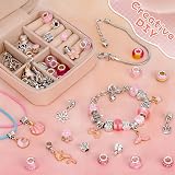 Hysagtek Jewellery Making Kit 66 Pcs DIY Charm Bracelet Kit for Girls Pink view 3