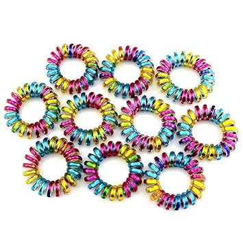 Amazon Com Simdoc 10pcs Rainbow Spiral Hair Ties 3 8 Cm