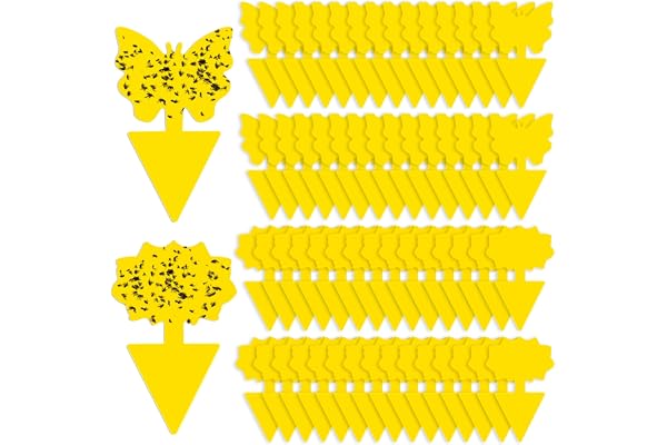 Fruit Fly Traps, 60 Pack Yellow Sticky Traps, Fungus Gnat Traps, Plant Fly Stickers for Indoor and Outdoor Use Protect The Plant