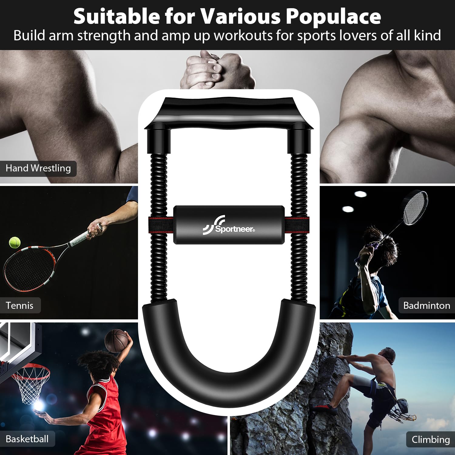 Forearm Strengthener Sportneer Forearm Wrist Strengthener Exerciser with Adjustable Tension for Improving Strength - Hand Developer Arm Grip Workout Strength Trainer Home Gym Workout Equipment for Starter and Pro