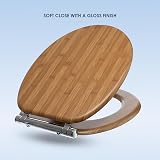 AQUALONA Luxury Soft Close Toilet Seat Moulded Wood Bamboo Hinges view 5