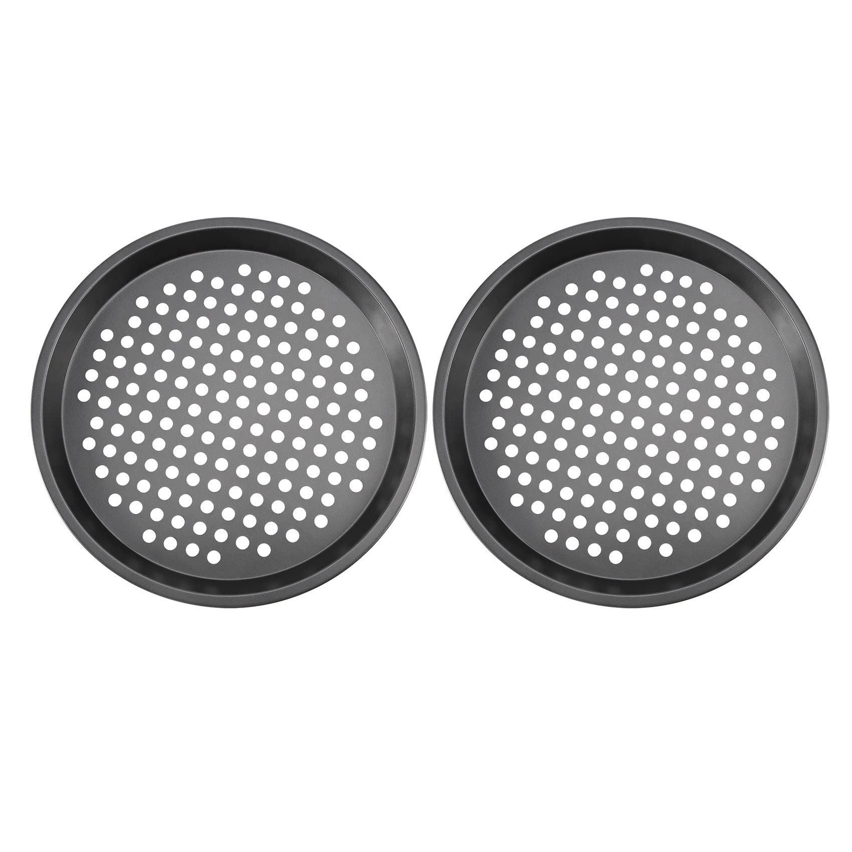 Cucioki 2 Pcs Pizza Crisper Pan, Carbon Steel, Non-Stick, Tray Pizza Pan with Holes,12 Inch