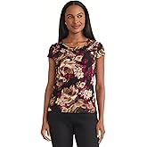 Kasper Womens Cap Sleeve, Cowl-Neck Top
