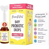 Mama Natural Baby Probiotic Drops | Pediatrician-Approved Infant Probiotic Colic Drops &ndash; Infant Gas, Constipation, Fussiness &amp; Immune Support Supplement &ndash; 10 Strains &amp; 4 Billion CFU with MCT Oil