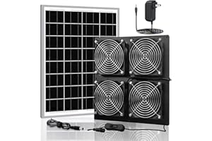 KINGMIKI Solar Exhaust Fan, 25W Powerful Solar Fan for Chicken Coop, Easy Installation, Weatherproof, Ventilate Your Chicken Coop Shed Greenhouse Dog House with Zero Electricity Cost