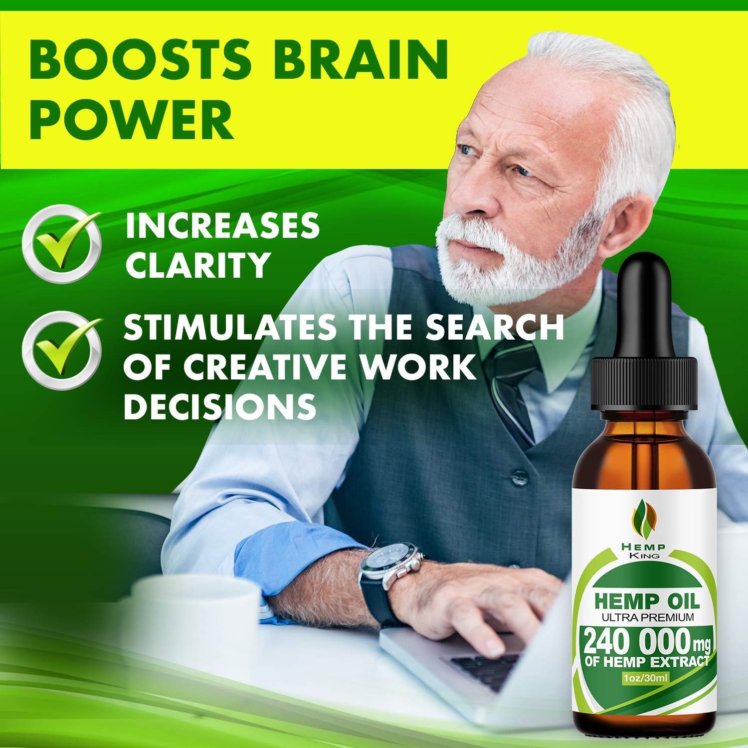 Hemp Oil Drops 240 000 mg, 100% Natural Extract, Anti-Anxiety and Anti-Stress, Natural Dietary Supplement, Rich in Omega 3&6 Fatty Acids for Skin & Heart Health, Vegan Friendly: Health & Personal Care