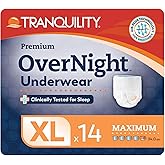 Tranquility Premium Overnight Disposable Absorbent Underwear (14 Count) - XL, 48-66 in. Waist - Maximum Absorbency, All-Night Sleep, Breathable Comfort, Adult Diapers