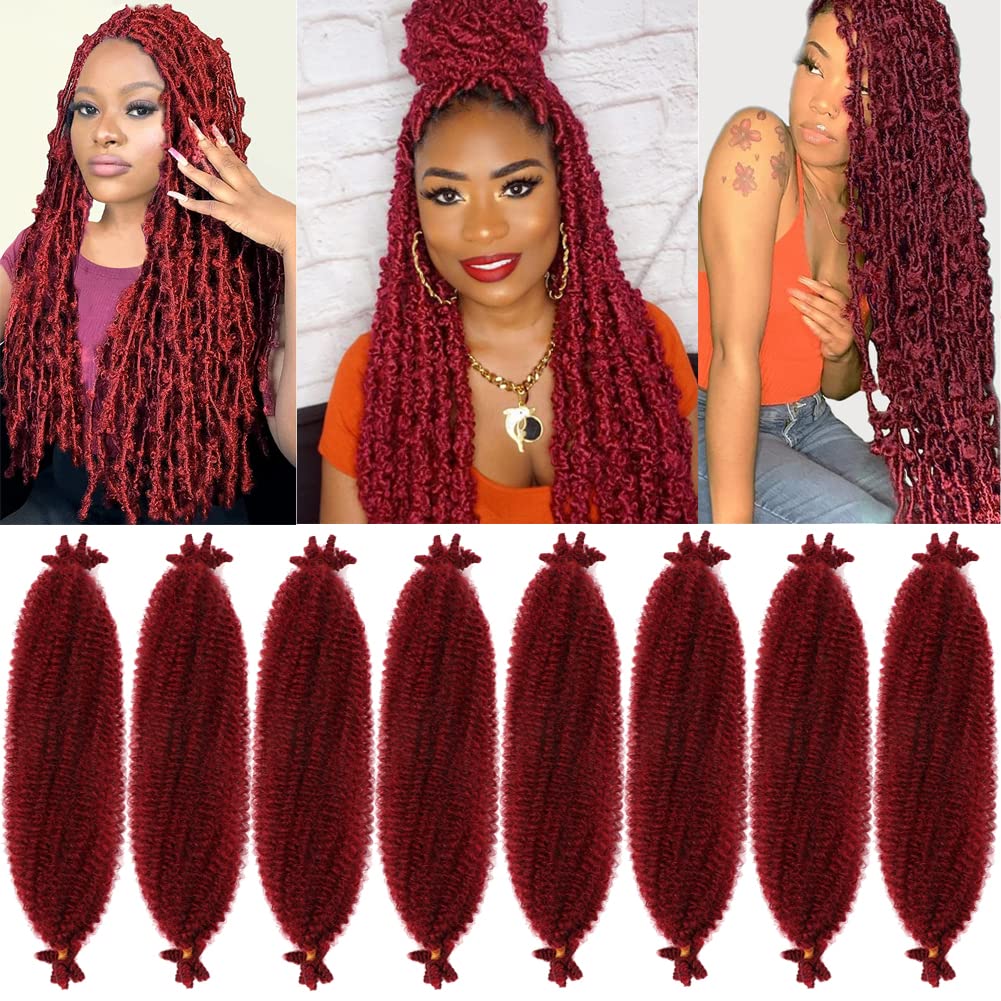 Springy Afro Twist Hair Pre-Separated Spring Twist for Faux Locs Marley Crochet Braiding Hair Extensions (Mbug#, 24 Inch (Pack of 8))