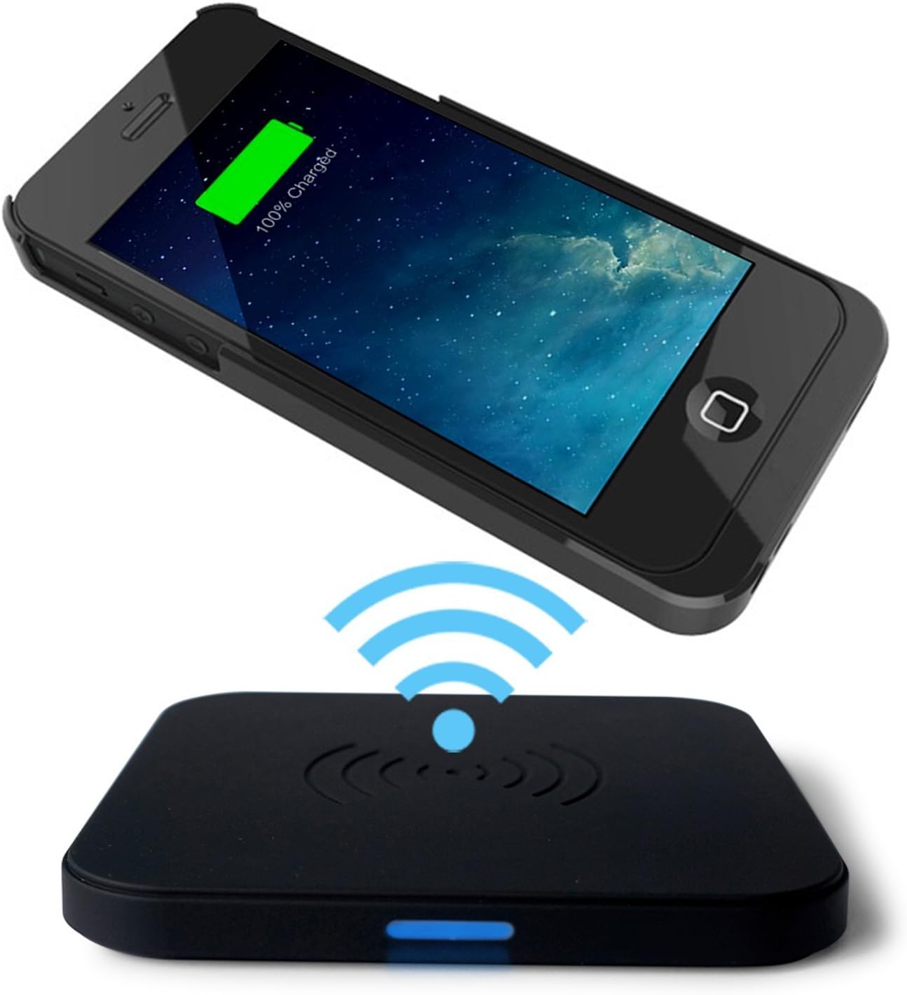 Choe Technology IP5T511B Qi Wireless Charging Pad for iPhone 5 and 5S with Micro USB Port - Black