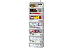 SIMPLE HOUSEWARE 6 Clear Window Pocket Over Closet Door Storage Hanging Organizer for Bedroom, Bathroom, Pantry, Gay