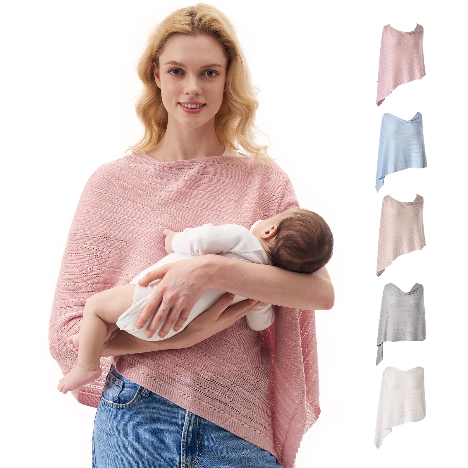 Photo 1 of Momcozy Ultra-Light Nursing Cover for Breastfeeding, Soft Breathable Tencel™ Lyocell Fabric, Multi-Use Feeding Shawl, Newborn Essentials Must Haves(Pink)
