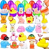24 Pack Prefilled Easter Basket Essential Stuffers for Toddler Kids,24 Styles Funny Rubber Animals Squeeze Toys Filled 24Pack Colorful Easter Eggs,Bathtub Toys Easter Hunt Party Favor Kids Gifts