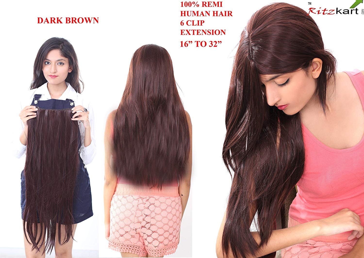Ritzkart 30 Inch Long Dark Brown Hair 100 Human Hair Extension