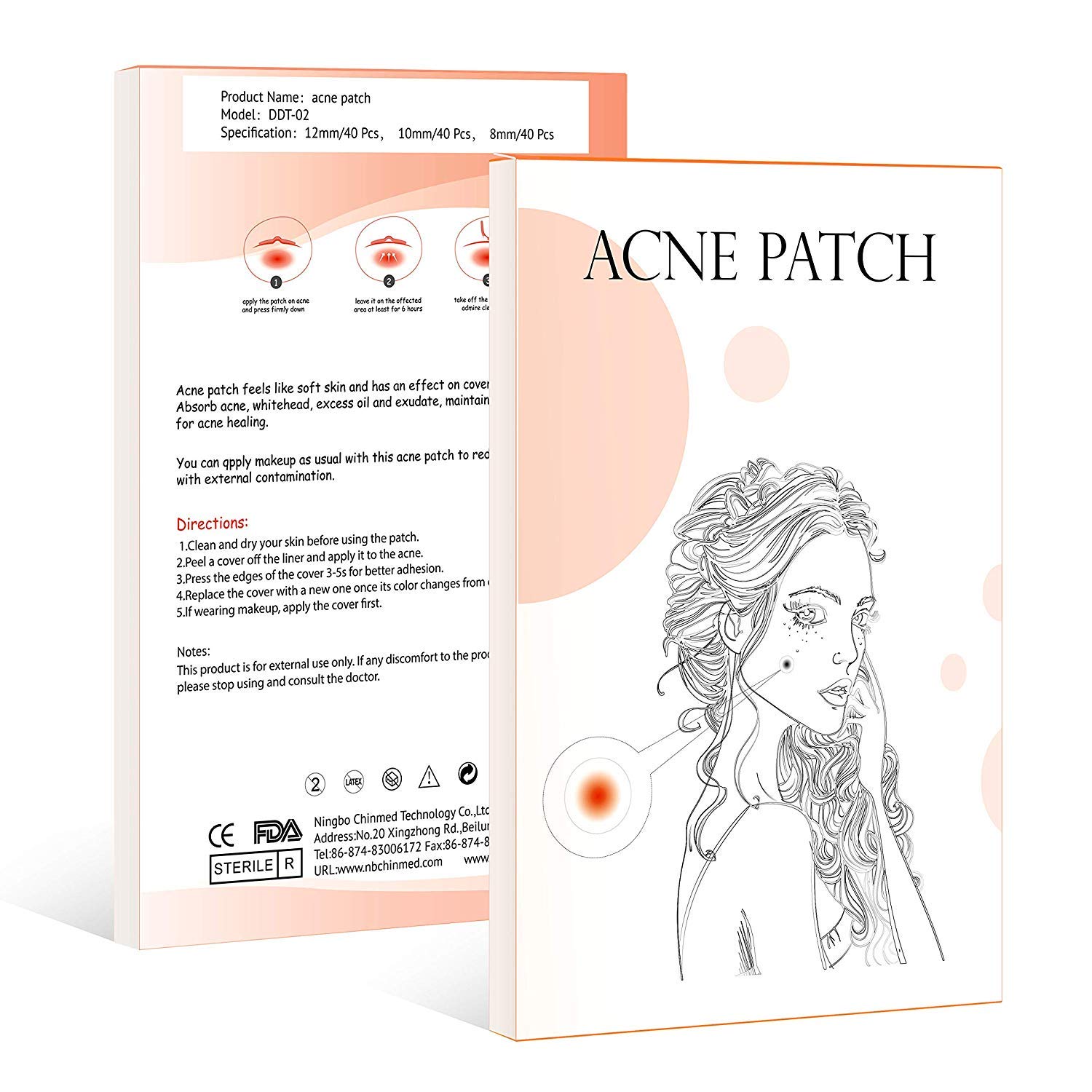 Acne Pimple Healing Patch Hydrocolloid Acne Absorbing Spot Dot 5 Pack x 24 Count(Size 8mm, 10mm, 12mm)