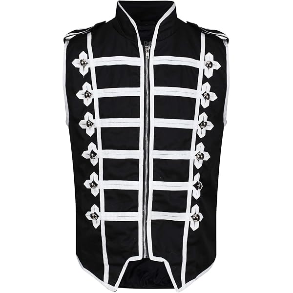 Ro Rox Sleeveless Jacket Mens Goth Cotton Uniform Military Parade
